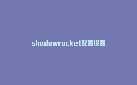 shadowrocket配置设置