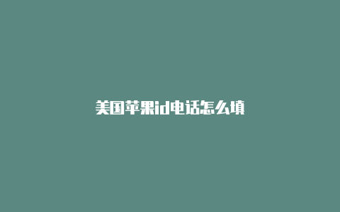 美国苹果id电话怎么填