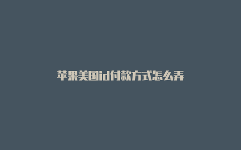 苹果美国id付款方式怎么弄