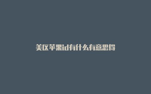 美区苹果id有什么有意思得