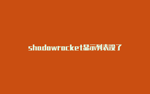 shadowrocket显示列表没了