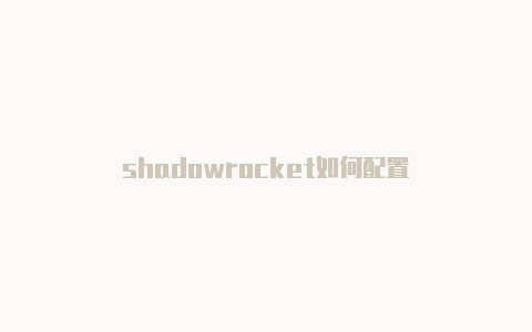 shadowrocket如何配置