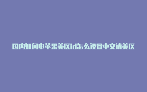 国内如何申苹果美区id怎么设置中文请美区苹果id