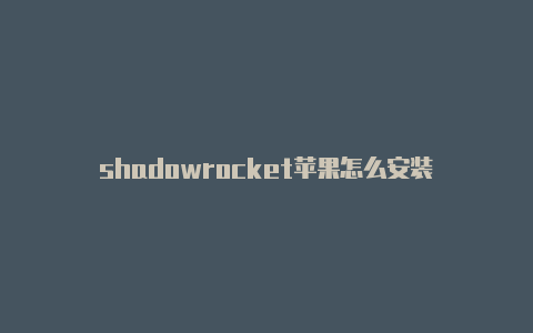 shadowrocket苹果怎么安装