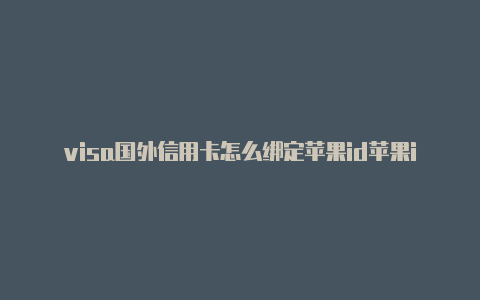 visa国外信用卡怎么绑定苹果id苹果ipad怎么登录国外id