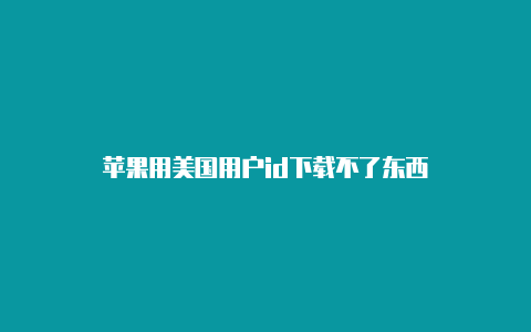 苹果用美国用户id下载不了东西