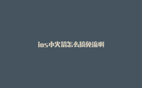 ios小火箭怎么搞免流啊