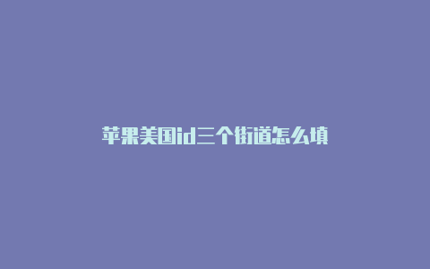 苹果美国id三个街道怎么填