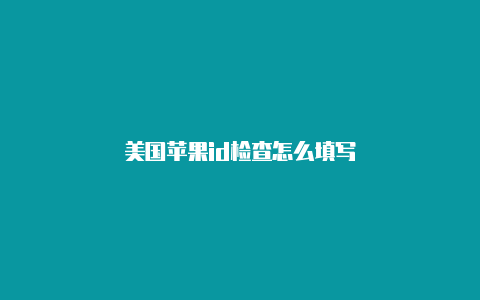 美国苹果id检查怎么填写