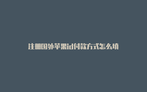 注册国外苹果id付款方式怎么填