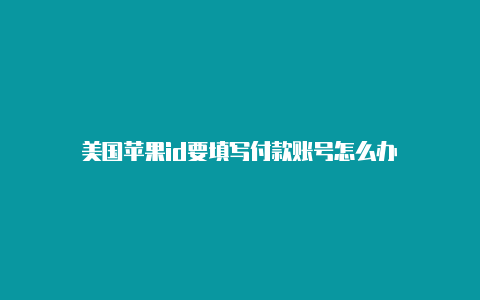 美国苹果id要填写付款账号怎么办