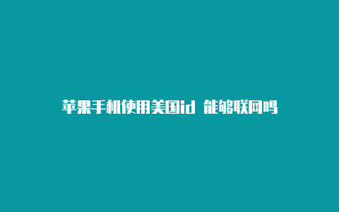 苹果手机使用美国id 能够联网吗