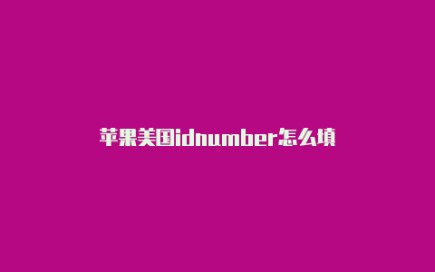 苹果美国idnumber怎么填