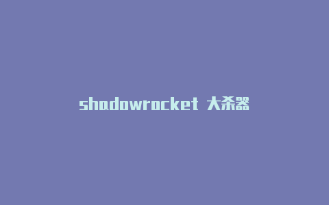 shadowrocket 大杀器