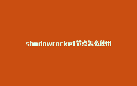 shadowrocket节点怎么使用