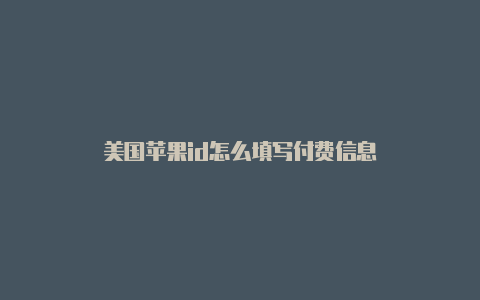 美国苹果id怎么填写付费信息