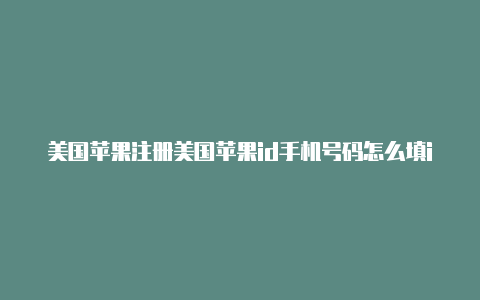 美国苹果注册美国苹果id手机号码怎么填id出生日期怎么填的