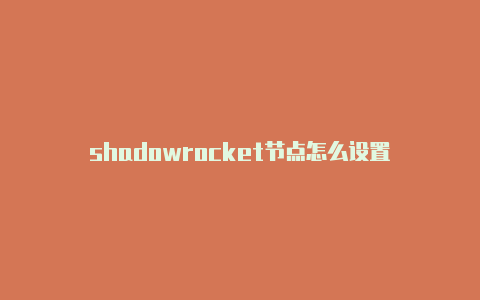 shadowrocket节点怎么设置