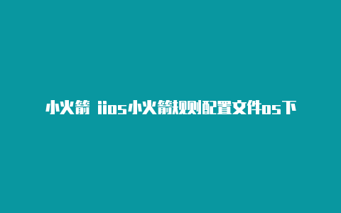 小火箭 iios小火箭规则配置文件os下载链接