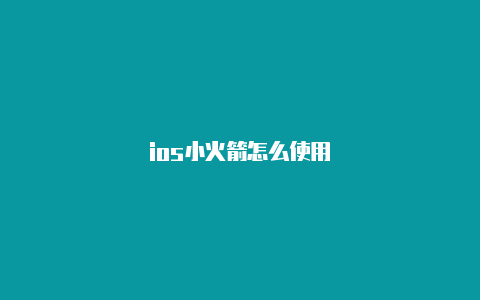 ios小火箭怎么使用