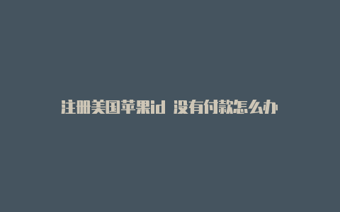 注册美国苹果id 没有付款怎么办