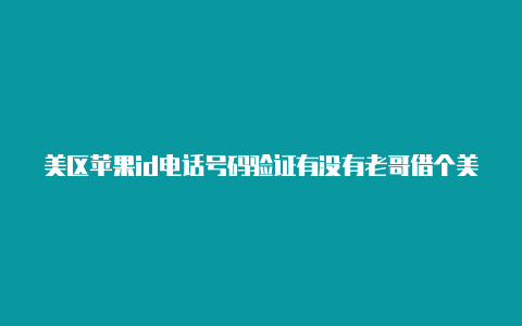 美区苹果id电话号码验证有没有老哥借个美区的苹果id