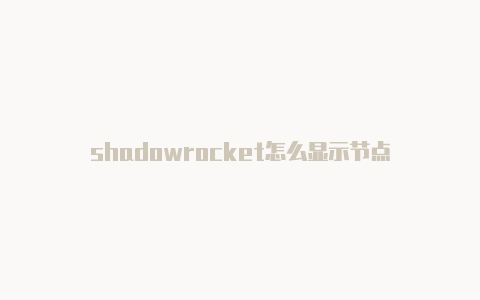 shadowrocket怎么显示节点