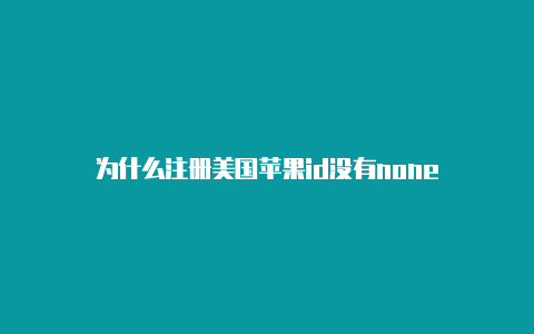 为什么注册美国苹果id没有none