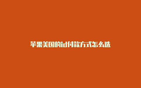 苹果美国的id付款方式怎么选