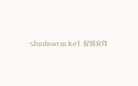 shadowrocket 配置文件