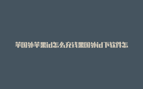 苹国外苹果id怎么充钱果国外id下软件怎么付钱