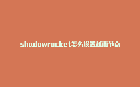 shadowrocket怎么设置越南节点