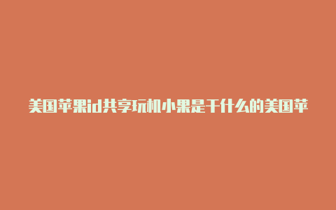 美国苹果id共享玩机小果是干什么的美国苹果id电子邮件地址