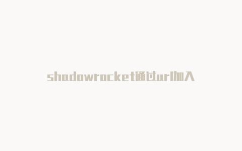 shadowrocket通过url加入