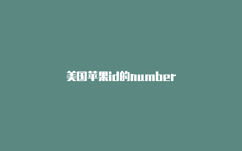 美国苹果id的number