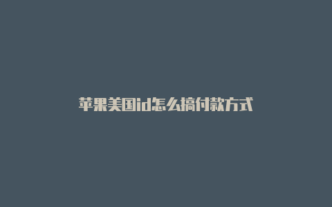 苹果美国id怎么搞付款方式