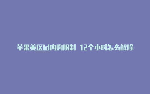 苹果美区id内购限制 12个小时怎么解除