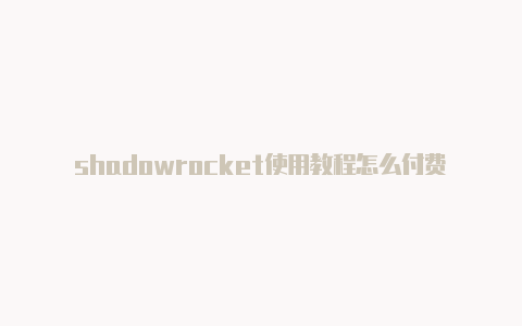 shadowrocket使用教程怎么付费