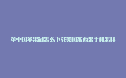 苹中国苹果id怎么下载美国东西果手机怎样注册美国id