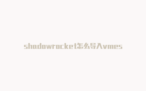 shadowrocket怎么导入vmess