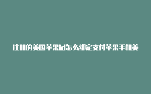 注册的美国苹果id怎么绑定支付苹果手机美国id付款方式怎么填写