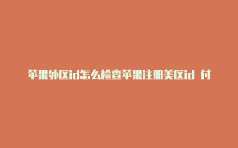 苹果外区id怎么检查苹果注册美区id 付款方式