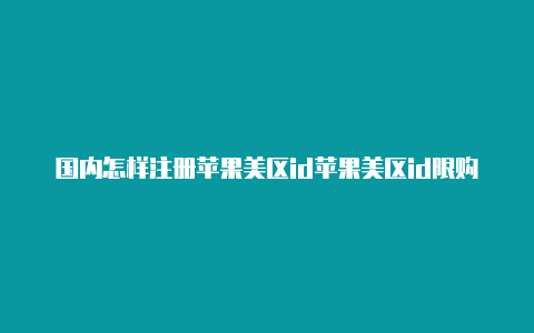 国内怎样注册苹果美区id苹果美区id限购怎么办