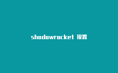 shadowrocket 设置