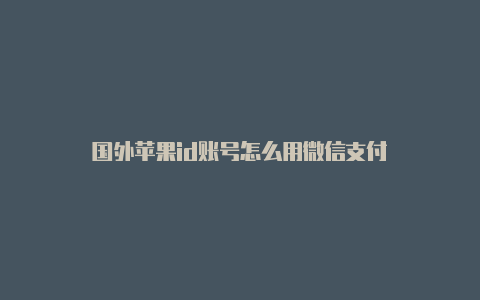 国外苹果id账号怎么用微信支付