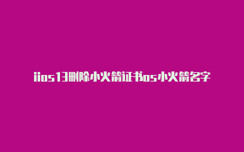 iios13删除小火箭证书os小火箭名字