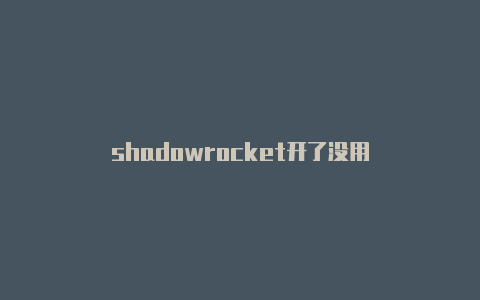 shadowrocket开了没用