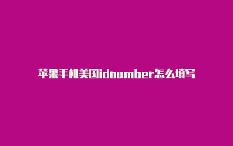 苹果手机美国idnumber怎么填写