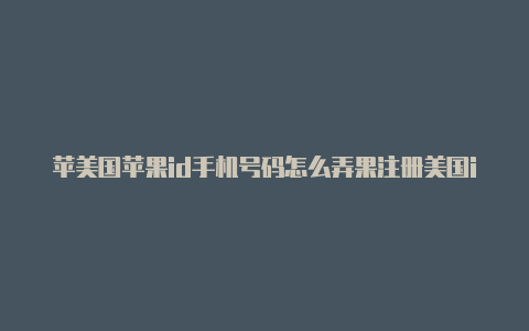 苹美国苹果id手机号码怎么弄果注册美国id 有个拉练