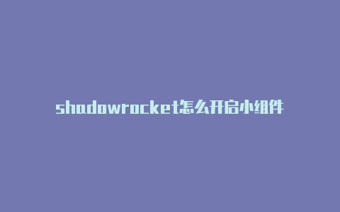 shadowrocket怎么开启小组件